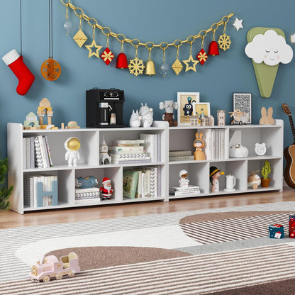 Book Shelf, 5 Cubes Storage Organizer, Open Bookshelf Wooden Bookcase, Freestanding White Bookshelf Cube Shelf for Bedroom, Living Room