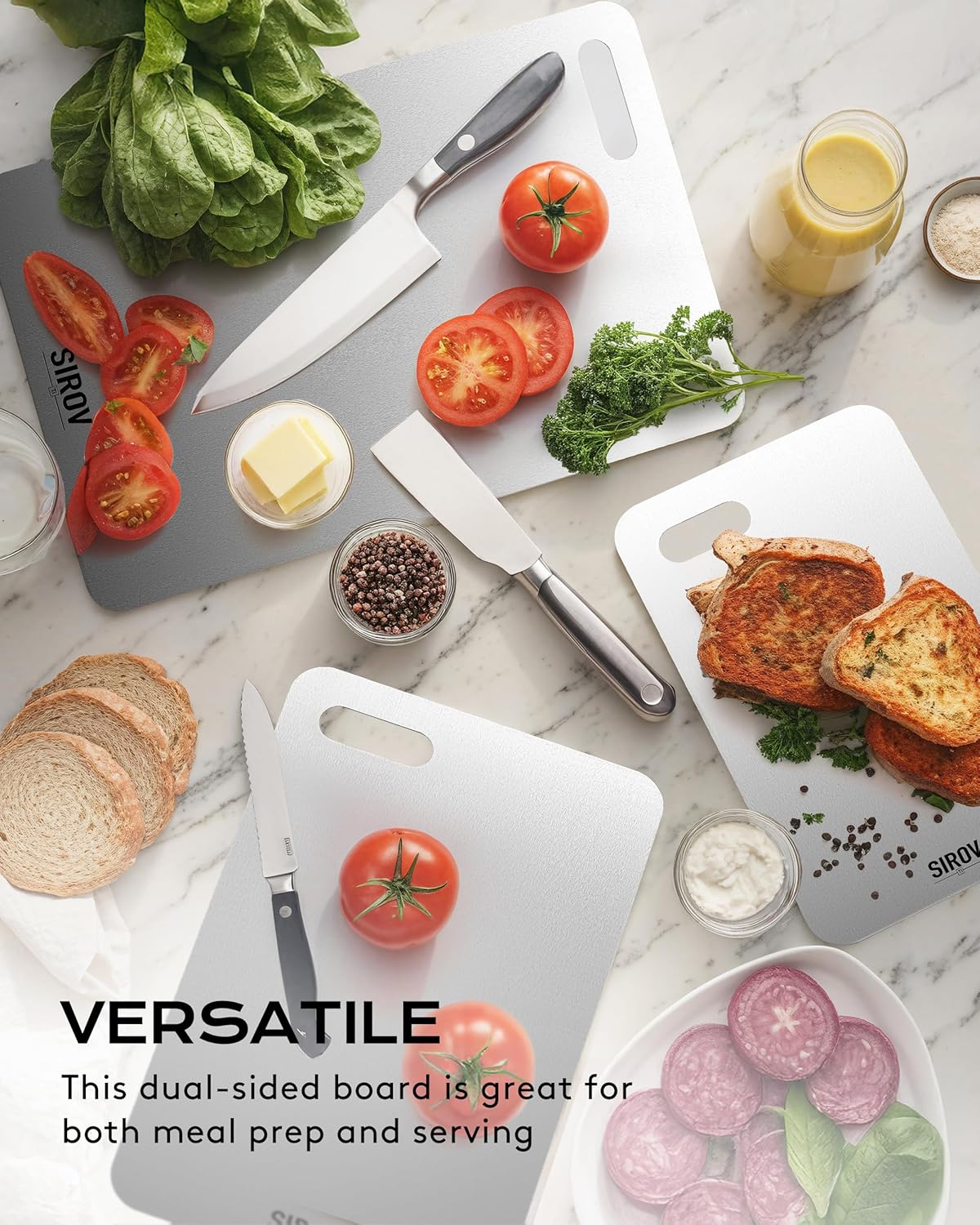 Titanium Cutting Board, 100% Pure Titanium Cutting Boards For Kitchen, Best Non Toxic titanium chopping board, Dishwasher safe, Hygiene and Durability for Meat, Fruit, and Vegetables (3PCS)