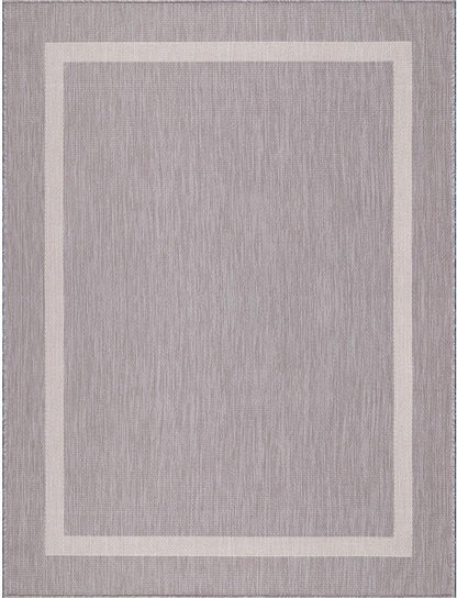 Bordered Outdoor Rug 6x9 Washable Outside Carpet for Indoor Patio Porch Waterproof Easy Cleaning Non Shedding Area Rugs Gray 6 x 9