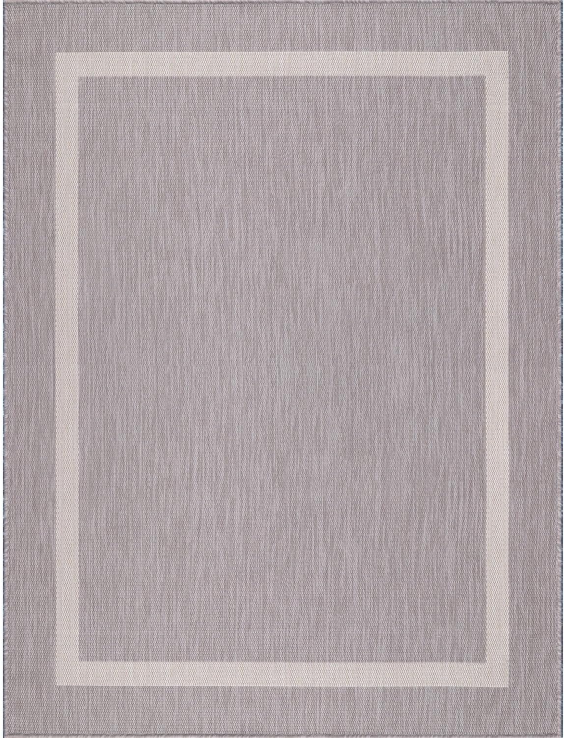 Bordered Outdoor Rug 5x7 Washable Outside Carpet for Indoor Patio Porch Waterproof Easy Cleaning Non Shedding Area Rugs Gray 5 x 7