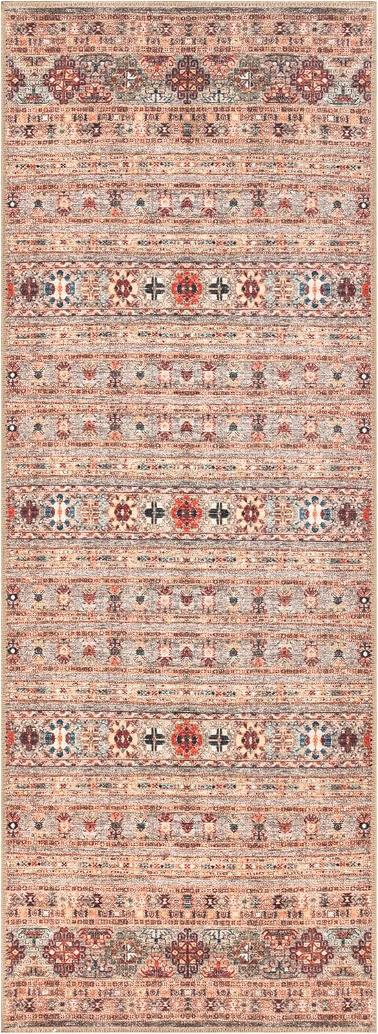 Keen Home Design 2x10 Rug - Machine Washable Runner with Non-Slip Backing, Ideal for Hallway, Entryway, Kitchen, Laundry Room - Vintage, Easy Clean, Durable, Low Pile Rug - (2'6" x 10')