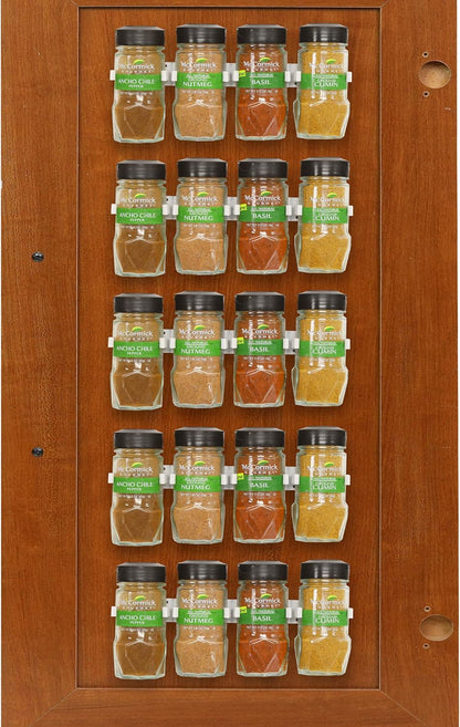 Simple Houseware Spice Gripper Clips Strips Cabinet Holder - 4 Strips, Holds 20 Jars, White