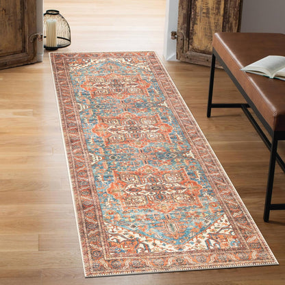 Keen Home Design 2x10 Rug - Machine Washable Runner with Non-Slip Backing, Ideal for Hallway, Entryway, Kitchen, Laundry Room - Vintage, Easy Clean, Durable, Low Pile Rug - (2'6" x 10')