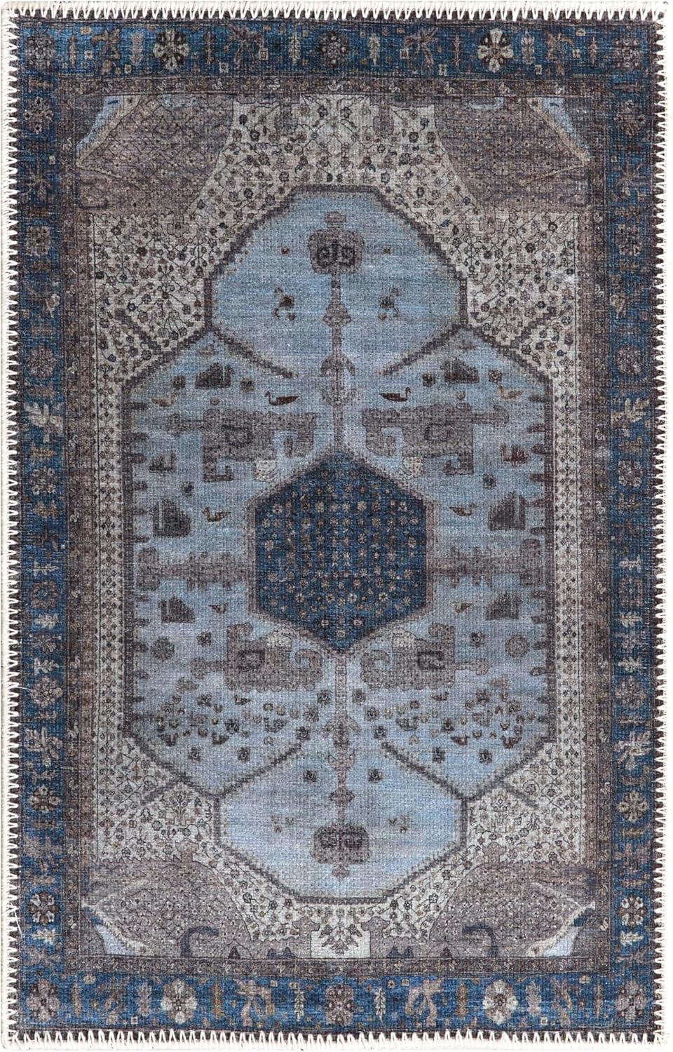 Keen Home Design 2x3 Rug - Machine Washable Entry Rug with Non-Slip Backing, Ideal for Enteryway, Kitchen, Bathroom, Laundry Room - Vintage, Easy Clean, Durable, Low Pile Rug - (2' x 3')