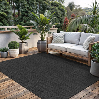 Washable Indoor Outdoor Rug 9x12 Weather Resistant Area Rugs Modern Solid for Porch Deck Balcony Backyard Patio Outside Carpet (9 X 12 Dark Grey)