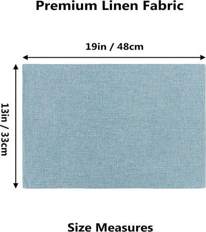 Home Brilliant Cloth Placemats Set of 8 for Holiday Dinner Linen Placemat Heat Resistant Dining Table Place Mats for Kitchen Table, 13 x 19 inches, Teal