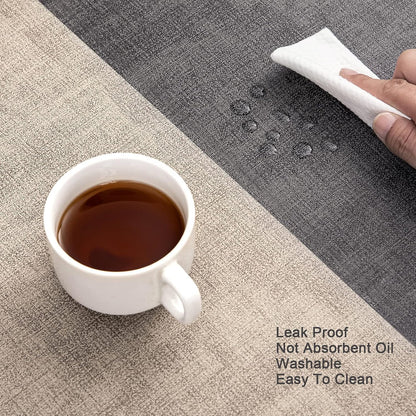 Myir JUN Placemats Dual Sided, Faux Leather Place Mats Set of 4 Indoor Placemat for Dining Table Outdoor Place Mat Manteles Individuales Square Non-Slip Washable Table Mats (Gray Beige, Set of 4)