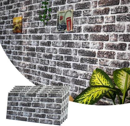 Dundee Deco 3D Wall Panels Faux Brick - Cladding, Charcoal White Stone Look Wall Paneling, Styrofoam Facing for Living Room, Kitchen, Bathroom, Balcony, Bedroom, Set of 5, Covers 27 sq ft