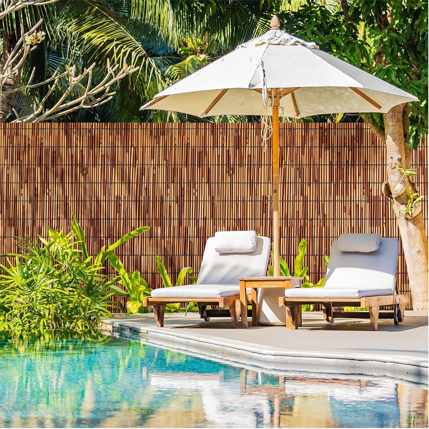 Natural Reed Fencing Rolls,2PACK 4.6FT X 16.4FT Reed Screen Curtain Fence Covering Privacy Bamboo for Outdoor Backyard Patio（Brown）