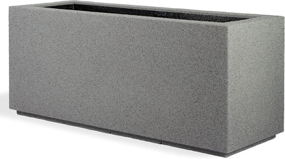 PolyStone Milan Tall Modern Outdoor/Indoor Rectangular Trough Planter, 46" L X 17" W X 19" H, Lightweight, Heavy Duty, Weather Resistant, Polymer Finish, Commercial and Residential (Gray Granite)