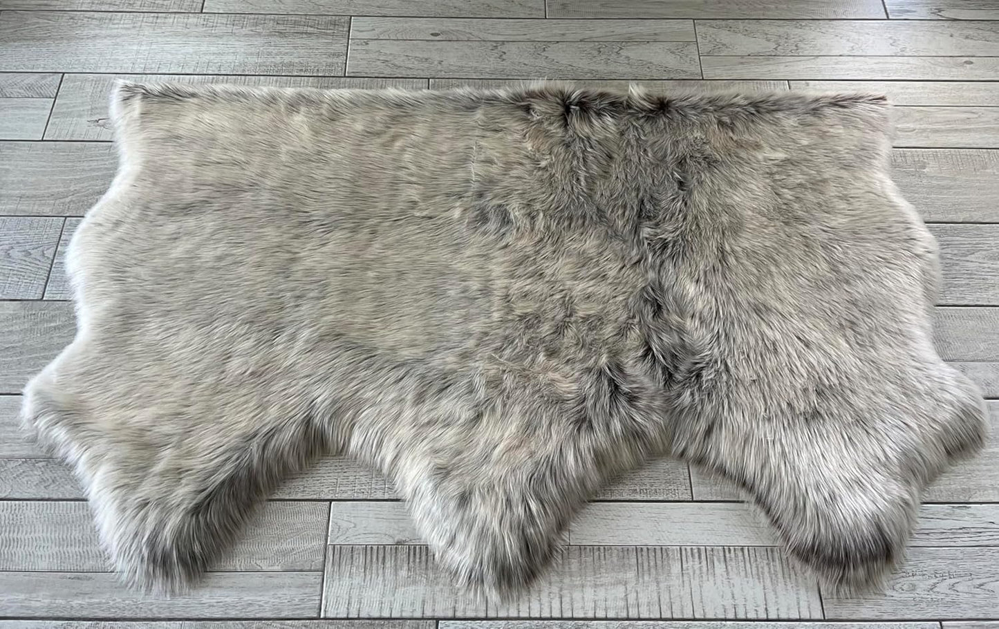 LAMBZY Faux Sheepskin Super Soft Hypoallergenic Free Shape Silky Shag Rug, Luxury Shaggy Plush Carpet for Bedroom Living Kids Room Sofa Rugs (Brown with Beige Tips, Triple Side by Side 3'x6')