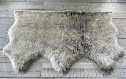LAMBZY Faux Sheepskin Super Soft Hypoallergenic Free Shape Silky Shag Rug, Luxury Shaggy Plush Carpet for Bedroom Living Kids Room Sofa Rugs (Brown with Beige Tips, Triple Side by Side 3'x6')