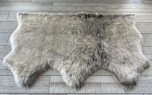 LAMBZY Faux Sheepskin Super Soft Hypoallergenic Free Shape Silky Shag Rug, Luxury Shaggy Plush Carpet for Bedroom Living Kids Room Sofa Rugs (Brown with Beige Tips, Triple Side by Side 3'x6')