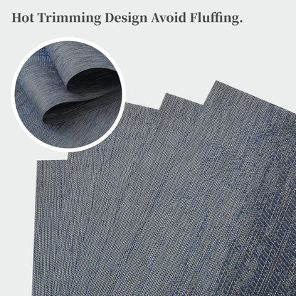 Leetaltree Denim Blue Placemats Set of 8 - Heat Resistant Non-Slip Place mats for Dining Table, Washable Durable PVC Vinyl Woven Table Mats（Denim Blue, 8）