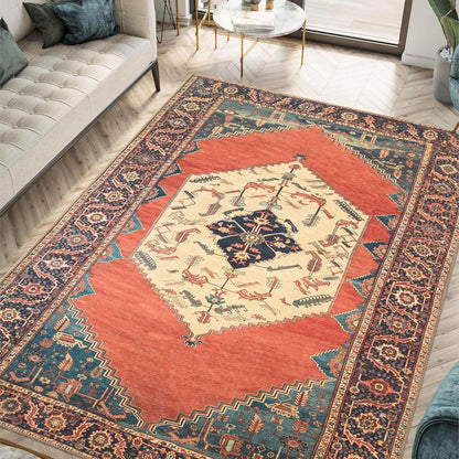 Keen Home Design 9x12 Rug - Machine Washable Area Rug with Non-Slip Backing, Ideal for Living Room, Dining Room, Bedroom - Vintage, Easy Clean, Durable, Low Pile Rug - (9' x 12')