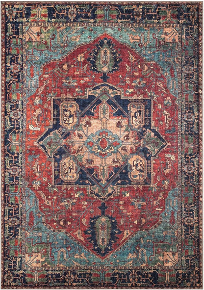 Keen Home Design 6x9 Rug - Machine Washable Area Rug with Non-Slip Backing, Ideal for Living Room, Dining Room, Bedroom - Vintage, Easy Clean, Durable, Low Pile Rug - (6' x 9')