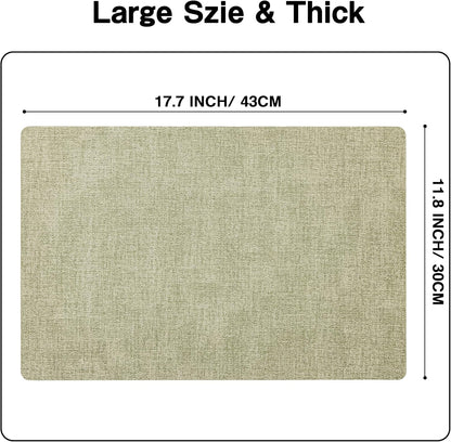 Chrysameld Vinyl Placemats Set of 4 - Faux Leather 100% Waterproof Oil-Proof Wipeable PU Place Mats, Heat Resistant Anti Slip Reversible Table Mats for Indoor & Outdoor Use,(17×12Inch, Sage Green)