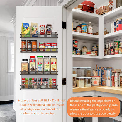 CAXXA 2 PK 2 Tier Mesh Kitchen Counter-top or Wall Mount Spice Rack Jars Storage Organizer, Bronze