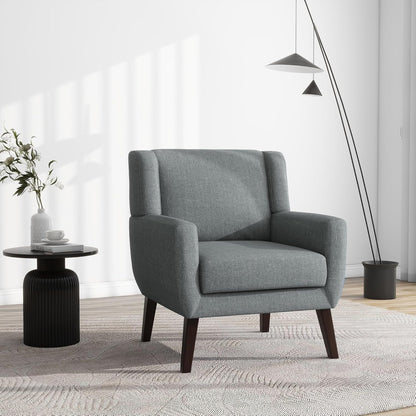 UIXE Accent Chair, Fabric Upholstered Armchair for Living Room, Comfy Arm Chair Single Sofa Bedroom Side Reading Seat - Flax Gray