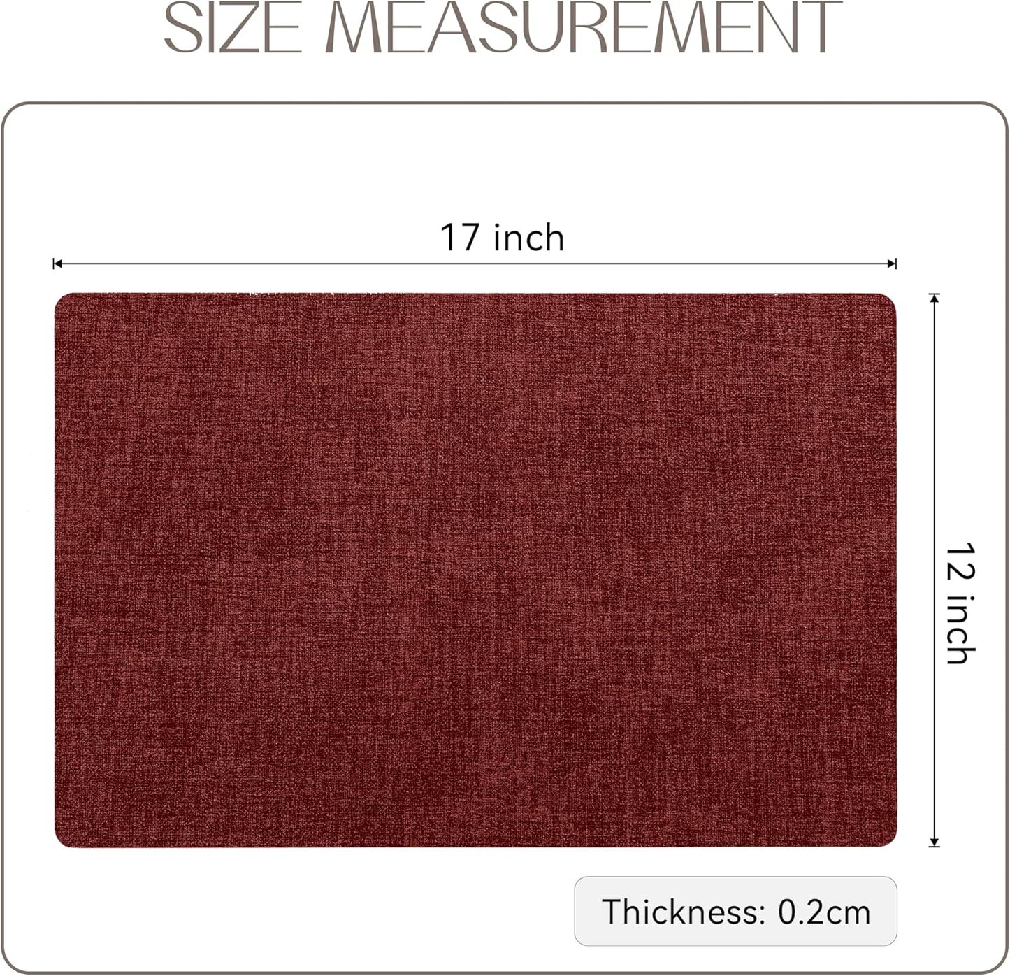 Romanstile Vinyl Placemats Set of 4-12 X 18 Inch - Heat Resistant Place Mats 100% Waterproof Oilproof Wipeable Reversible Faux Leather Table Mats for Kitchen/Dining/Party/Outdoor, Red