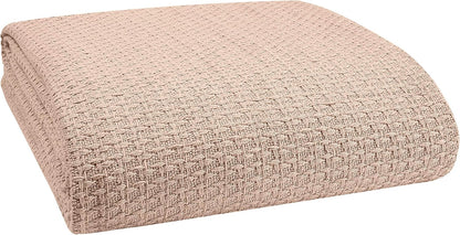 Elvana Home 100% Cotton Bed Blanket, Breathable Bed Blanket King Size, Cotton Thermal Blankets King, Perfect for Layering Any Bed for All Season, Beige