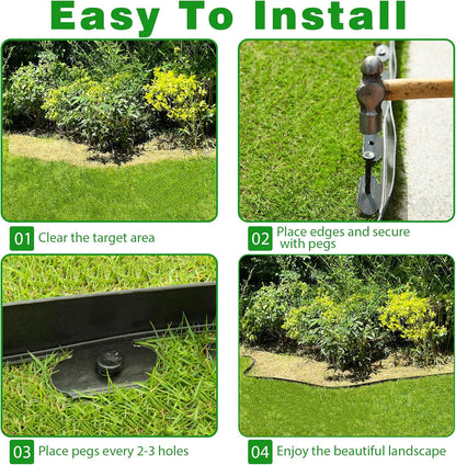 Landscape Edging Border 100 FT 2 Inch Tall with 180 Spikes, Plastic Edging for Landscaping, Garden Edging Border, Flower Bed, Paver and Lawn Edging Border, Black