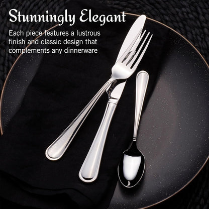 Mikasa, Virtuoso Flatware Service for 12, 65 Piece Set, 18/10 Stainless Steel, Silverware Set with Serving Utensils