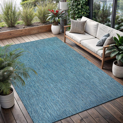 Washable Indoor Outdoor Rug 9x12 Weather Resistant Area Rugs Modern Solid for Porch Deck Balcony Backyard Patio Outside Carpet (9 X 12 Aqua Blue)