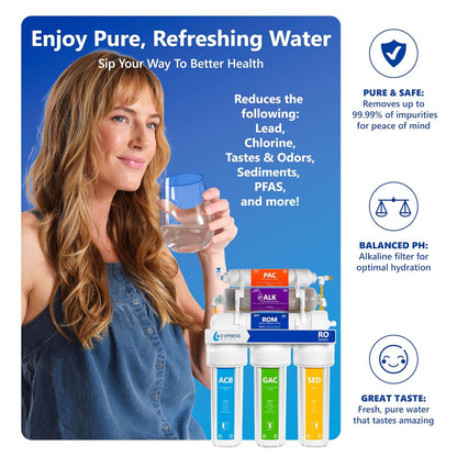 Express Water Reverse Osmosis Water Filter System, Multi-Stage Filtration, BPA Free