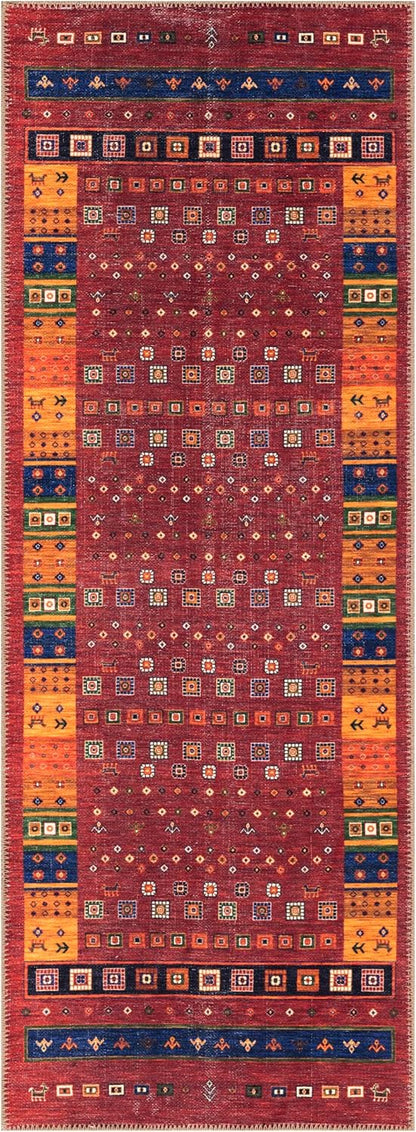 Keen Home Design 2x12 Rug - Machine Washable Runner Rug with Non-Slip Backing, Ideal for Hallway, Entryway, Kitchen, Laundry Room - Vintage, Easy Clean, Durable, Low Pile - (2'6" x 12')