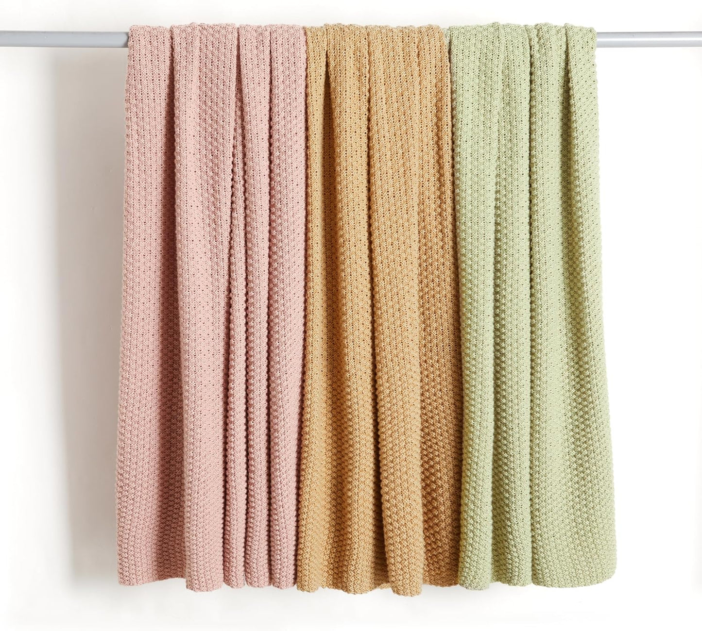 Amazon Basics Chunky Cable Knit Throw Blanket for Couch, Sofa, Bed, Lightweight Soft Cozy, Sage Green, 50"x 60"