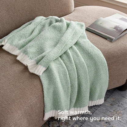 Joiedomi Throw Blanket for Couch Bed, Sage Green Knitted Blankets Gifts for Women Mom Girls, Cozy Cute Soft Throw Home Room Decor Aesthetic for Women Mothers Birthday Gifts 50x60 Inches