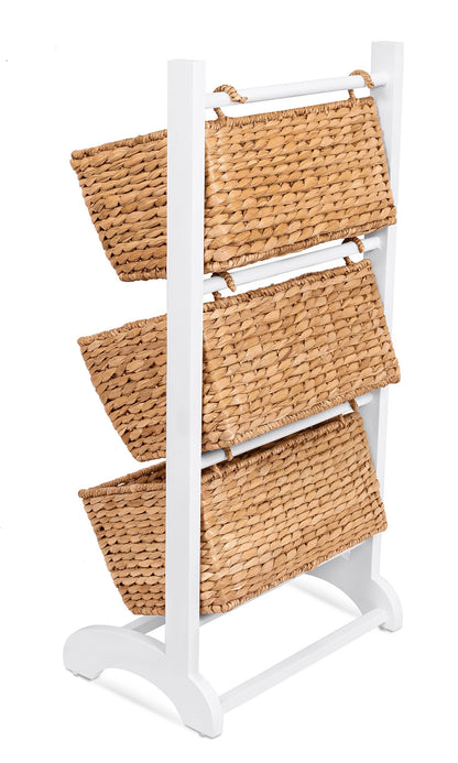 BIRDROCK HOME 3 Tier Abaca Storage Cubby (Natural) - 3 Baskets Made of Durable Seagrass Fiber