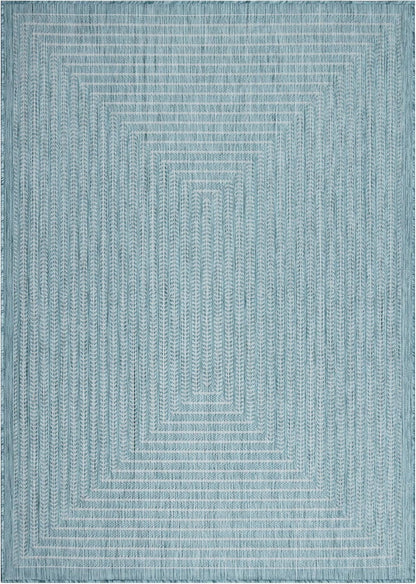 Adiva Rugs Outdoor Indoor Area Rug, Weather Resistant, Easy to Clean, Stain Resistant Floor Mat for Dining Room, Backyard, Deck, Patio (Aqua Weiss, 2'6" x 7')