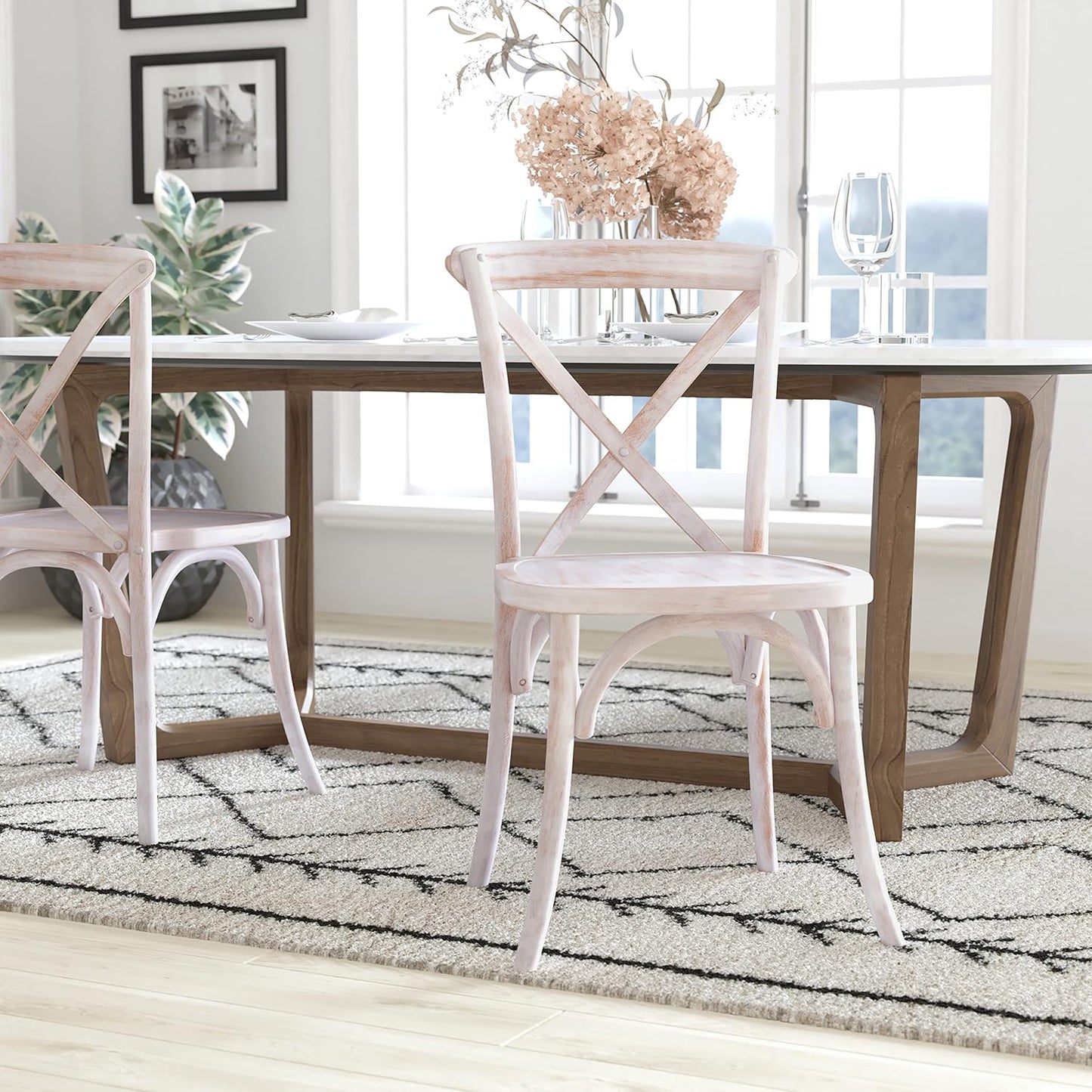 EMMA + OLIVER 2-Pack Lime Wash X-Back Chair