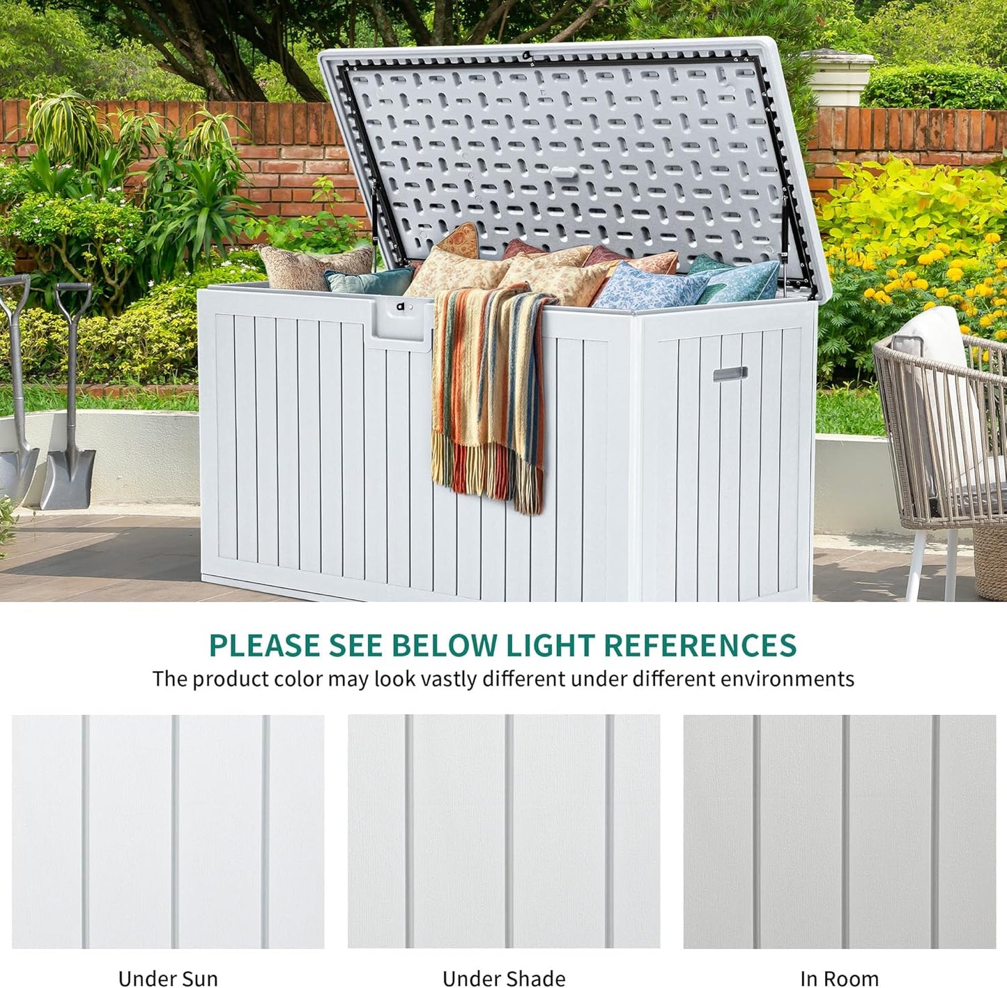 YITAHOME 200 Gallon Double-Wall Deck Box with Divider & Side Handles, Outdoor Large Storage for Patio Furniture Cushions, Garden Pool Accessories, Water Resistant & Lockable