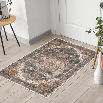Keen Home Design 2x3 Rug - Machine Washable Entry Rug with Non-Slip Backing, Ideal for Enteryway, Kitchen, Bathroom, Laundry Room - Vintage, Easy Clean, Durable, Low Pile Rug - (2' x 3')