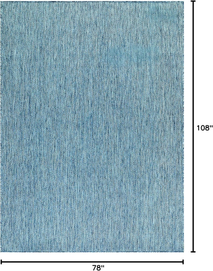 Washable Indoor Outdoor Rug Weather Resistant Carpet Modern Solid for Porch Deck Balcony Backyard Patio Rug 6x9 Aqua Blue