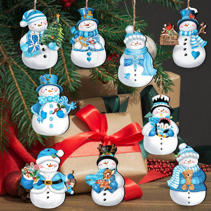 24 Pieces Christmas Snowman Wooden Ornaments Wood Hanging Decoration Set for Christmas Tree Hanging Wood Crafts Holiday Decor Xmas Party Supplies (Xmas-Snowman-B)