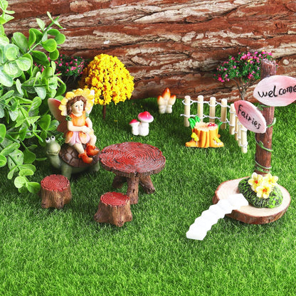 Elcoho 6 Pieces Fake Grass for Crafts Fairy Garden 6 x 6 Inches Artificial Garden Grass for Miniature Ornament Dollhouse DIY Decoration