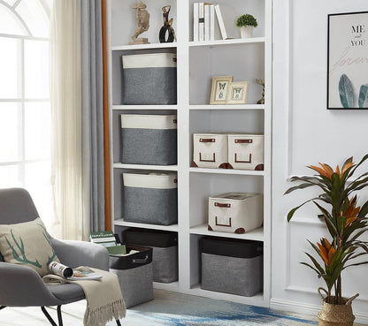 DECOMOMO Extra Large Storage Baskets 54.5L Fabric Storage Bins for Organizing Linen Closet, Toys, Nursery (Slate Grey and White, XXXL - 3 pack)