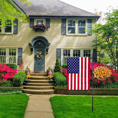 TOPFLAGS Garden Flag Stand with American Flag Garden Flag Metal Yard Flag Holder Pole Stake Small Flag Stands for Garden Flags 12 x 18