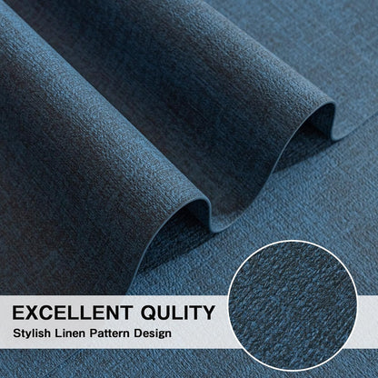 Chrysameld Vinyl Placemats Set of 8 - Faux Leather 100% Waterproof Oil-Proof Wipeable PU Place Mats, Heat Resistant Anti Slip Reversible Table Mats for Indoor & Outdoor Use,(17×12Inch, Navy Blue)