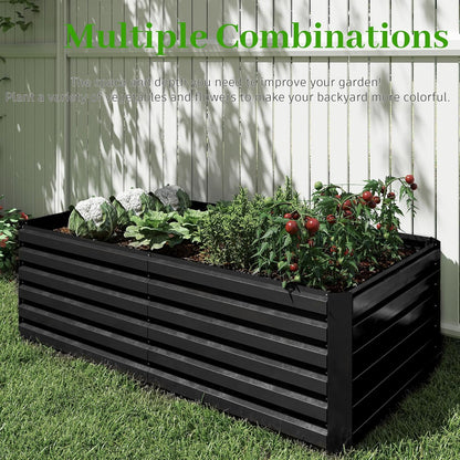 8x4x2 ft Raised Garden Bed, Large Metal Planter Raised Beds, Planters for Outdoor Plants for Vegetables, Flowers, Herbs, Fruits, and Succulents.Black