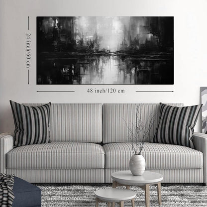 TYTAUPT Abstract Canvas Wall Art For Living Room Black and White Wall Art For Office Bedroom Wall Decor 24 x 48 Inch