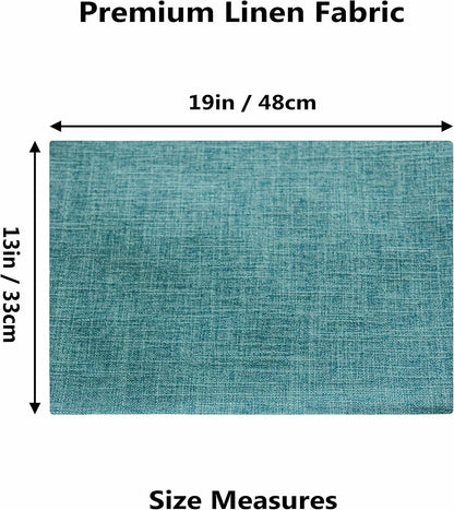 Home Brilliant Teal Placemats Set of 4 Heat Resistant Dining Table Place Mats for Kitchen Table Washable Cloth Placemat, 13 x 19 inches, Peacock