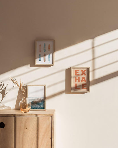 HAUS AND HUES Square Picture Frames 5 x 7 Set of 9 - Photo Gallery Wall Frame Set, Wood 5x7 Frames, 5 x 7 Frames Gallery Wall Set, 5x7 Frame with Mat, Square Frames 5x7 (Beige Oak Frames)