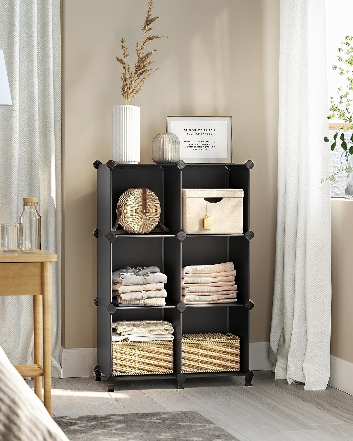 SONGMICS 6 Cube Storage Organizer, Modular Bookshelf, Plastic Shelves
