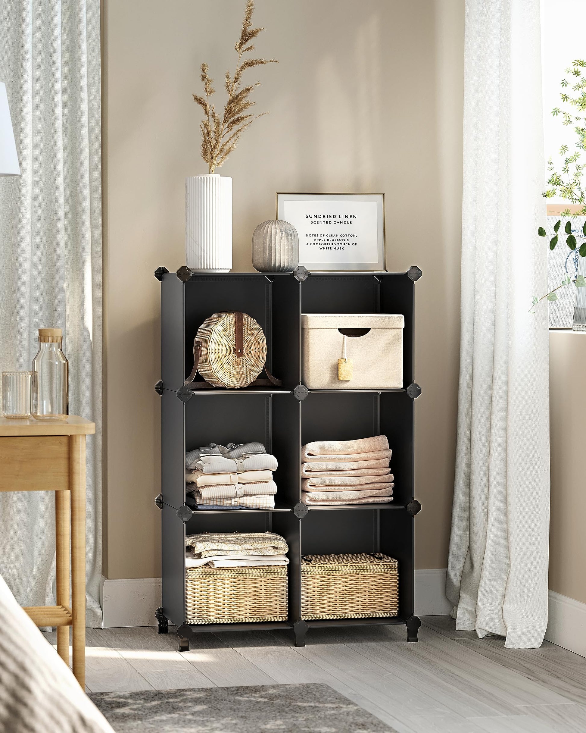 SONGMICS 6 Cube Storage Organizer, Modular Bookshelf, Plastic Shelves
