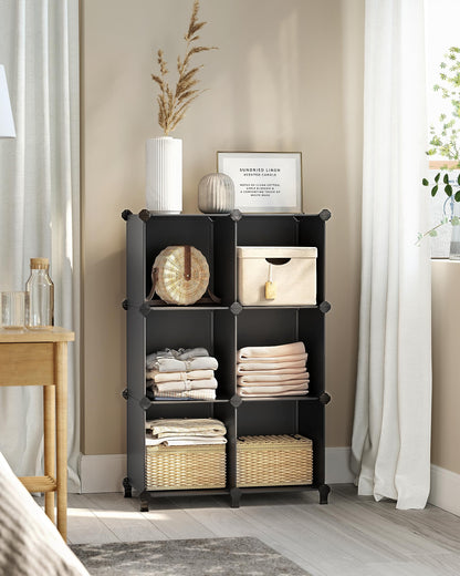 SONGMICS 6 Cube Storage Organizer, Modular Bookshelf, Plastic Shelves